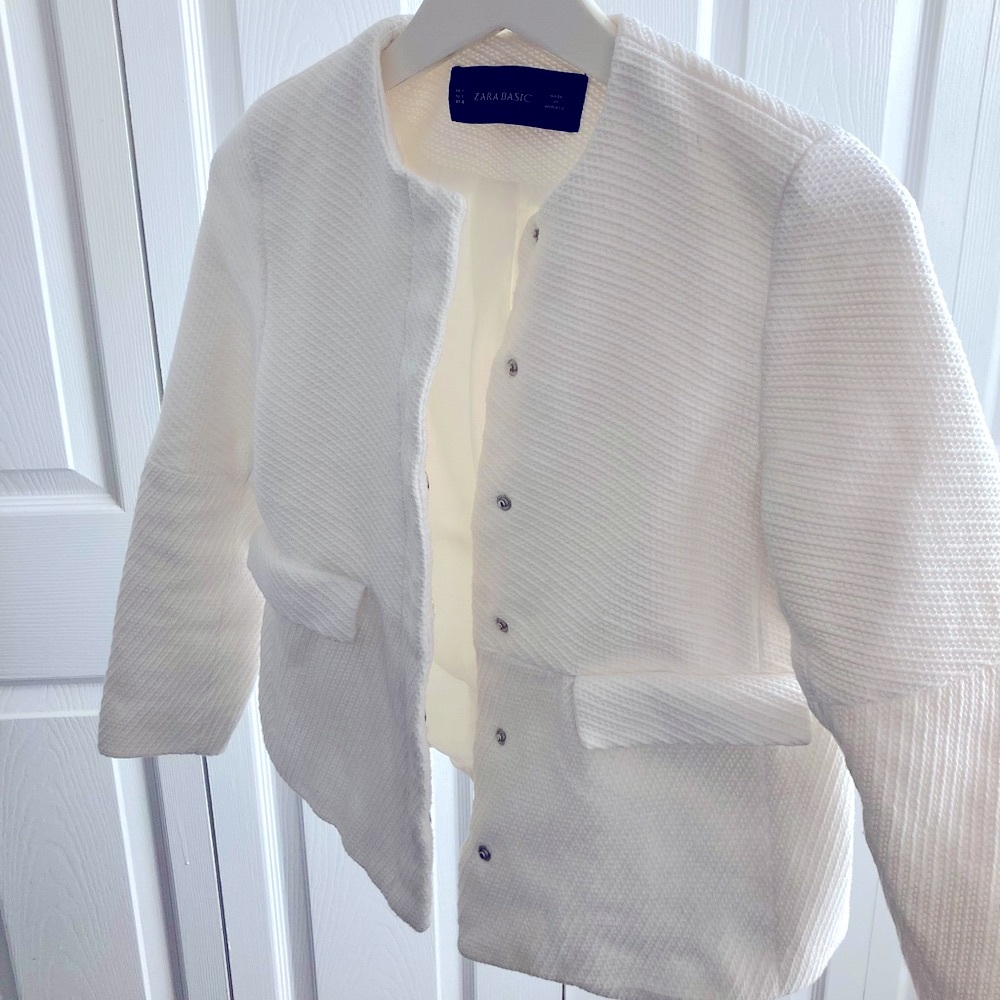 Zara White Elegant Blazer